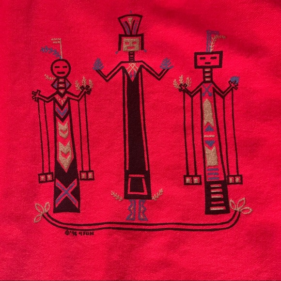 Vintage 90s Aztec cave painting design shirt - Picture 10 of 14